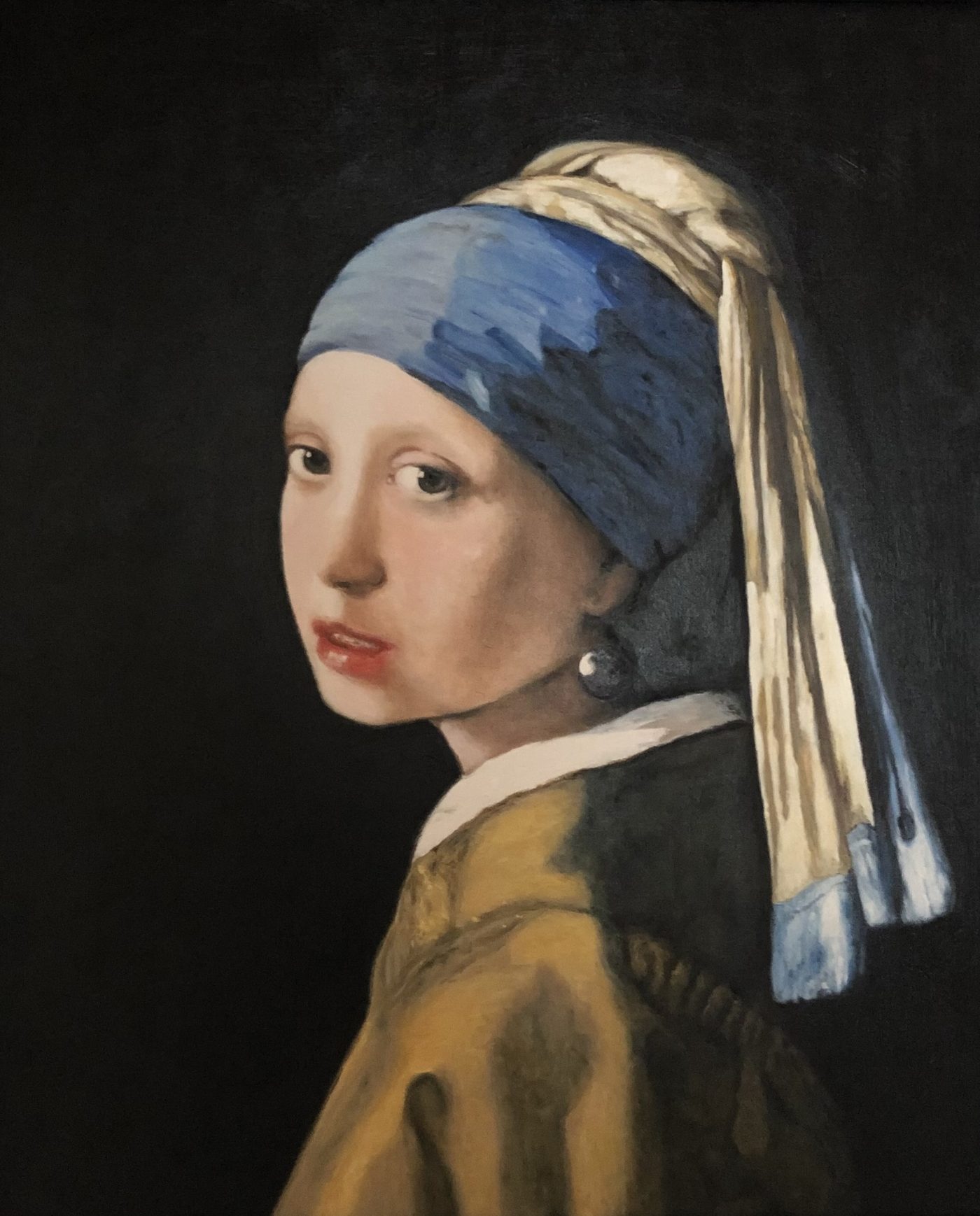 La Jeune Fille à la perle, copie de Vermeer (vers 1665) par Bruno Leprêtre