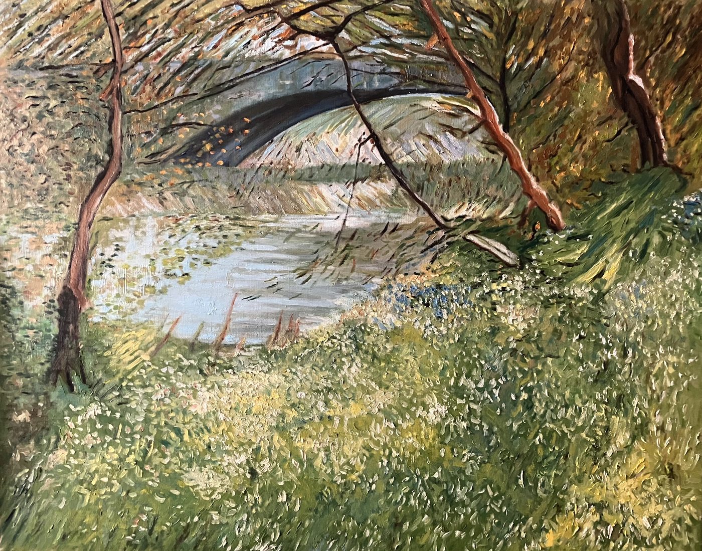 Bords de Seine au printemps, copie de Van Gogh (1888) par Bruno Leprêtre