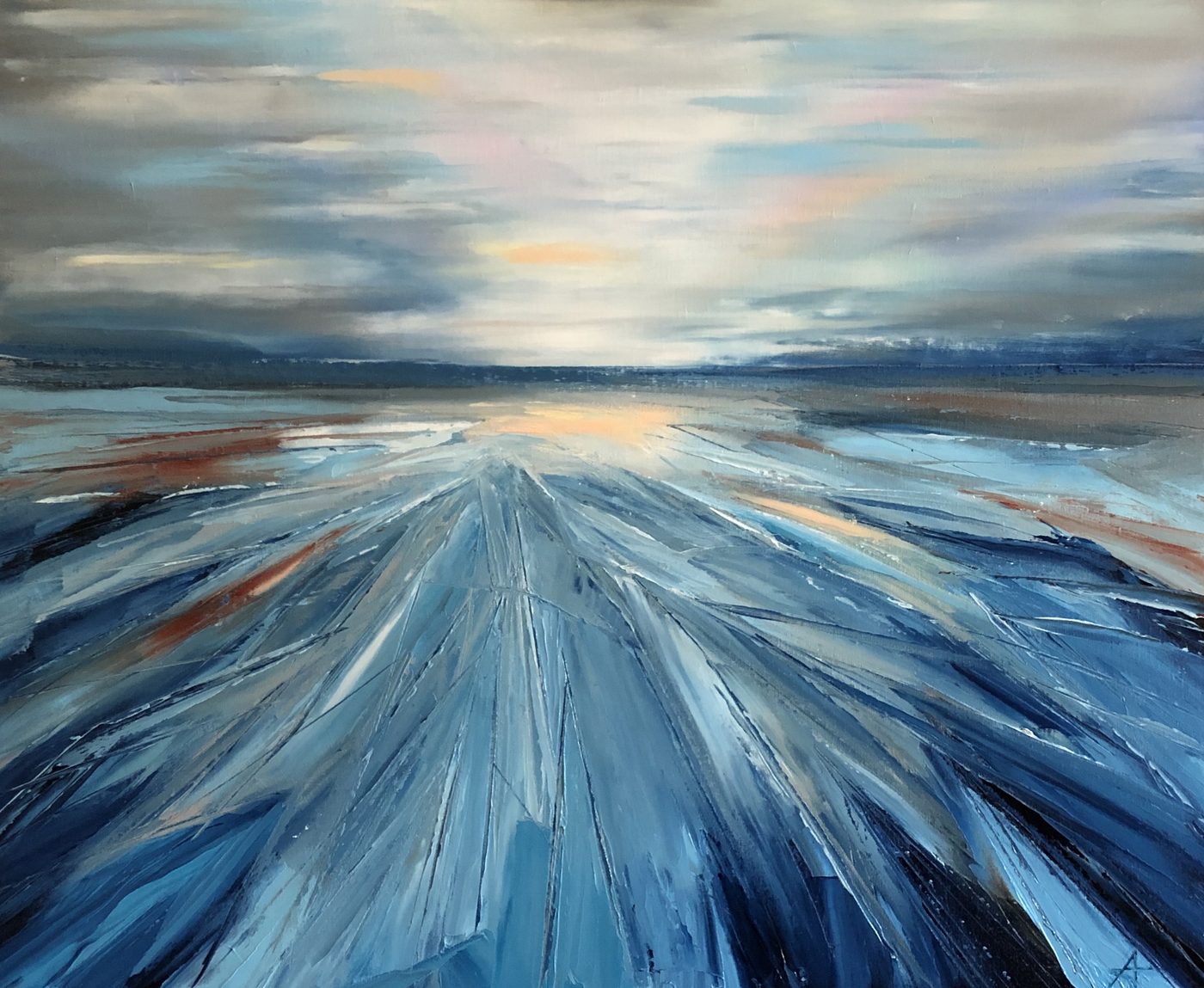 Original creation by Bruno Leprêtre — abstract landscape in blue tones